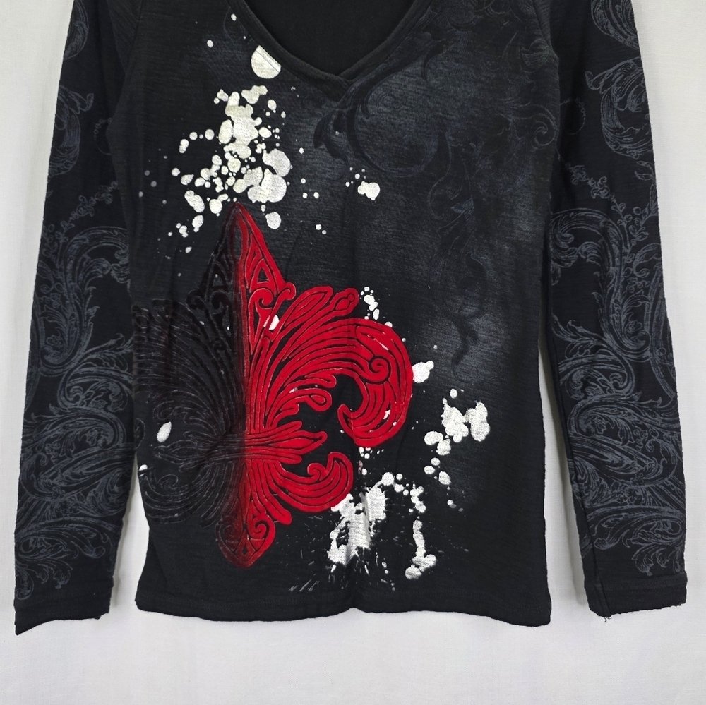Y2k 00s Vanity Womens Whimsigoth Burnout Gothic Grunge Long Sleeve Fitted Size M - Picture 4 of 14